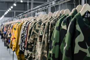 时尚服装陈列展示架上衣物