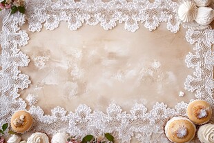 蕾丝花边装饰的甜点背景图