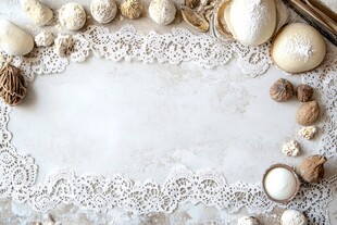 蕾丝边框下的精致装饰物件