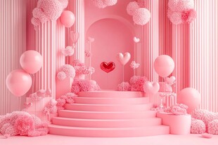 梦幻粉色浪漫婚礼场景布置