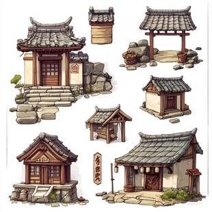 古风中式传统建筑元素集合