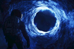 宇航员凝望神秘宇宙漩涡