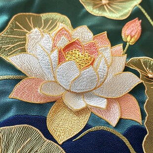 刺绣荷花图