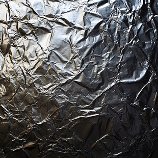 皱巴巴的银色铝箔纹理