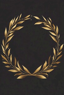 金色月桂叶花环图案
