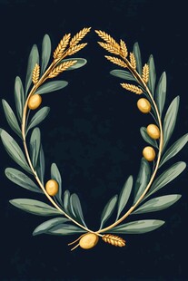 橄榄麦穗花环装饰图案