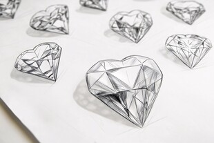 手绘心形钻石图案展示