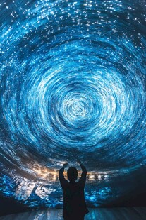 梦幻星空下的人影探索