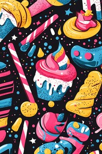 缤纷卡通甜点图案设计