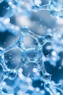蓝色透明分子结构微观图