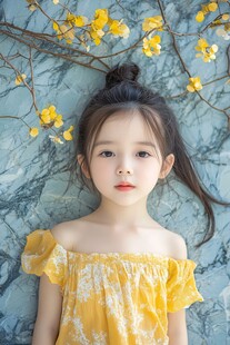 黄衣萌娃与春日繁花