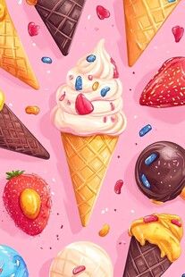 缤纷冰淇淋与甜蜜水果盛宴