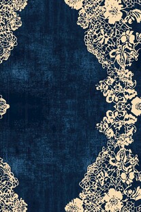 深蓝底米白色蕾丝花纹图案