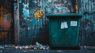 街头垃圾与废弃垃圾桶