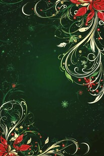 圣诞花卉绿色装饰背景图