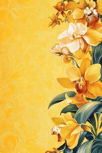 黄色兰花花卉精美背景图