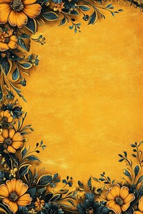 黄色花卉边框装饰图案