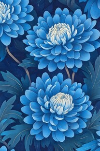 蓝色菊花花卉图案背景