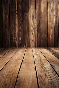 木质墙面与地板的空间场景