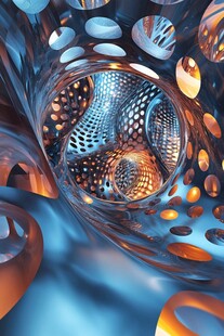 未来感金属孔洞抽象艺术画面
