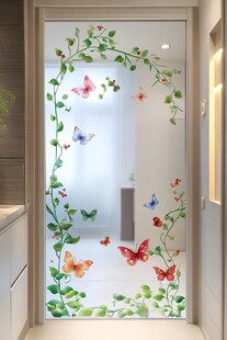 蝴蝶藤蔓玻璃贴饰