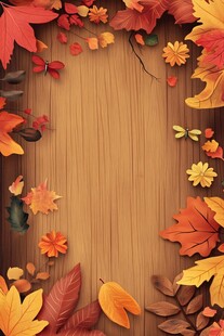 秋意浓 木背景上的斑斓秋叶