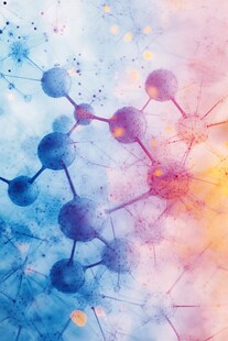 梦幻分子结构水彩艺术图