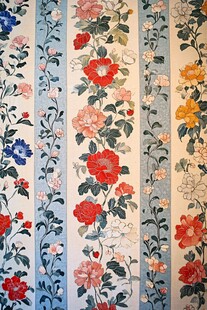 复古花卉条纹织物图案