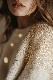 闪亮金箔装饰女士时尚上衣