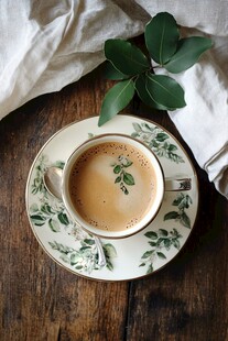 复古风咖啡杯中的醇香咖啡