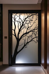 艺术树影玻璃门设计