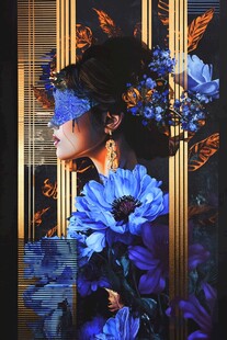 梦幻花卉环绕的神秘女子