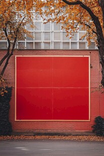 秋日红墙旁的斑斓景致