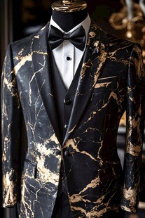 奢华黑金大理石纹男士西装