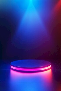 炫彩灯光下的圆形展示台