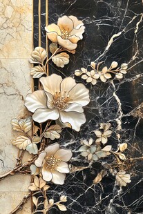 浮雕花卉装饰艺术墙面