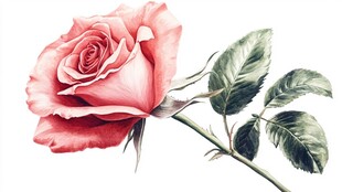 粉红玫瑰单枝特写