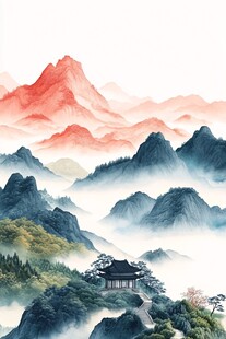 水墨山川间的古韵小筑