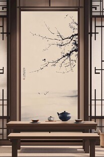 中式茶室水墨风雅致场景
