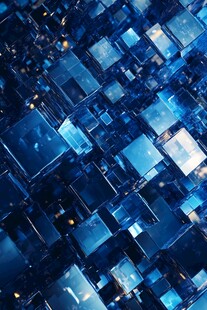 蓝色立体方块科技背景图