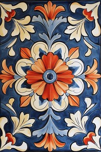 复古风花卉图案瓷砖装饰