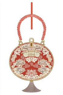 中式刺绣圆形手提包