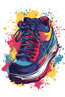 多彩涂鸦风高帮运动鞋