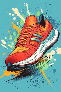 动感涂鸦风红色运动鞋