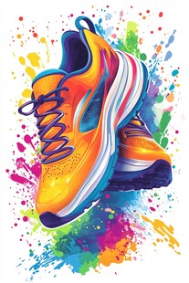 动感炫彩运动鞋插画