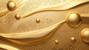 金色流体与球体抽象背景图