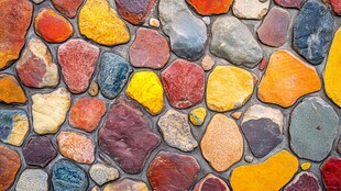 彩色鹅卵石地面纹理特写