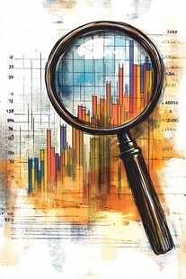 放大镜下的多彩数据图表