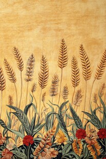 麦穗花卉装饰图案纹理