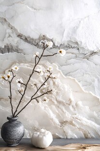 花瓶中的素雅白花摆件